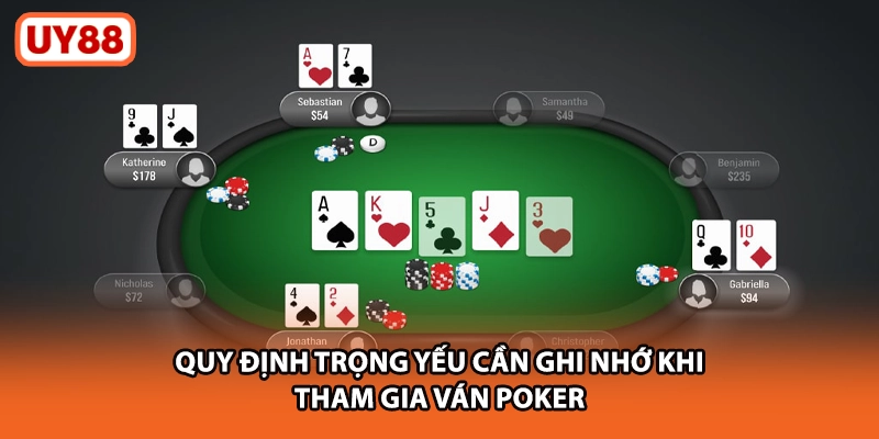 Quy định trọng yếu cần ghi nhớ khi tham gia ván poker
